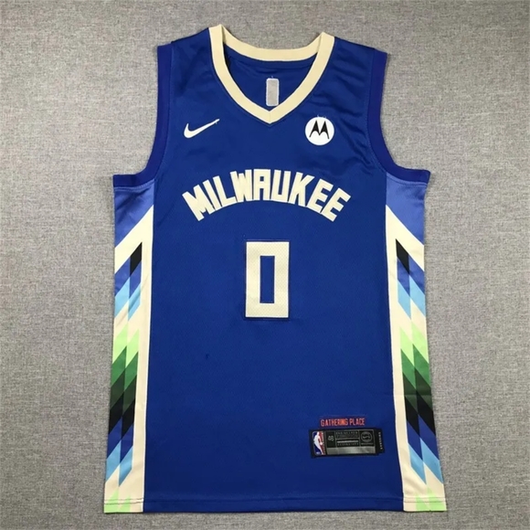 Nike New w/ Tags Damian Lillard Milwaukee Bucks Hypercolor Jersey Blue - Picture 5 of 7